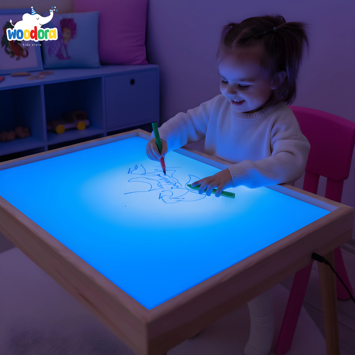 Montessori Ahşap Işıklı Kolay Öğrenme Masası