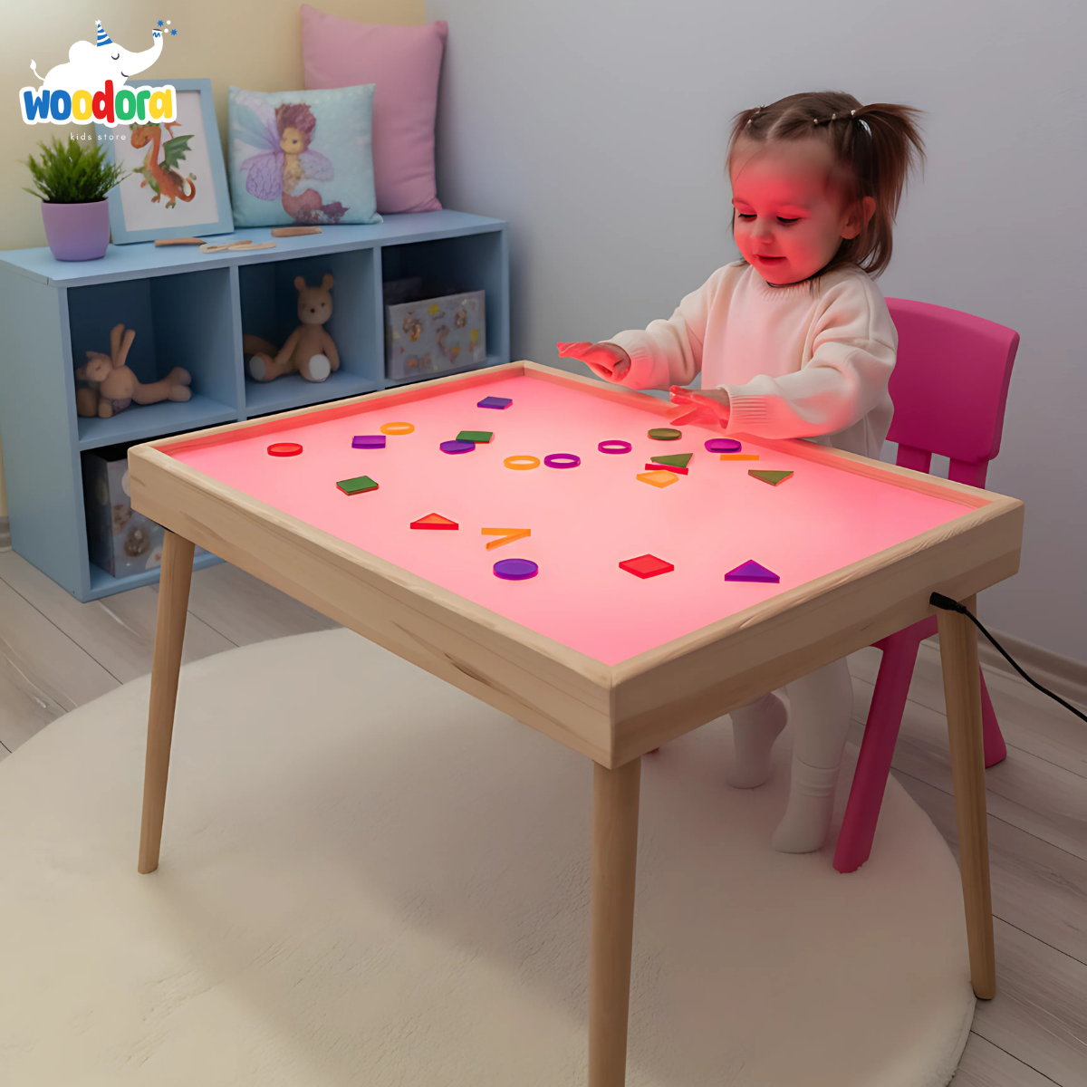Montessori Ahşap Işıklı Kolay Öğrenme Masası