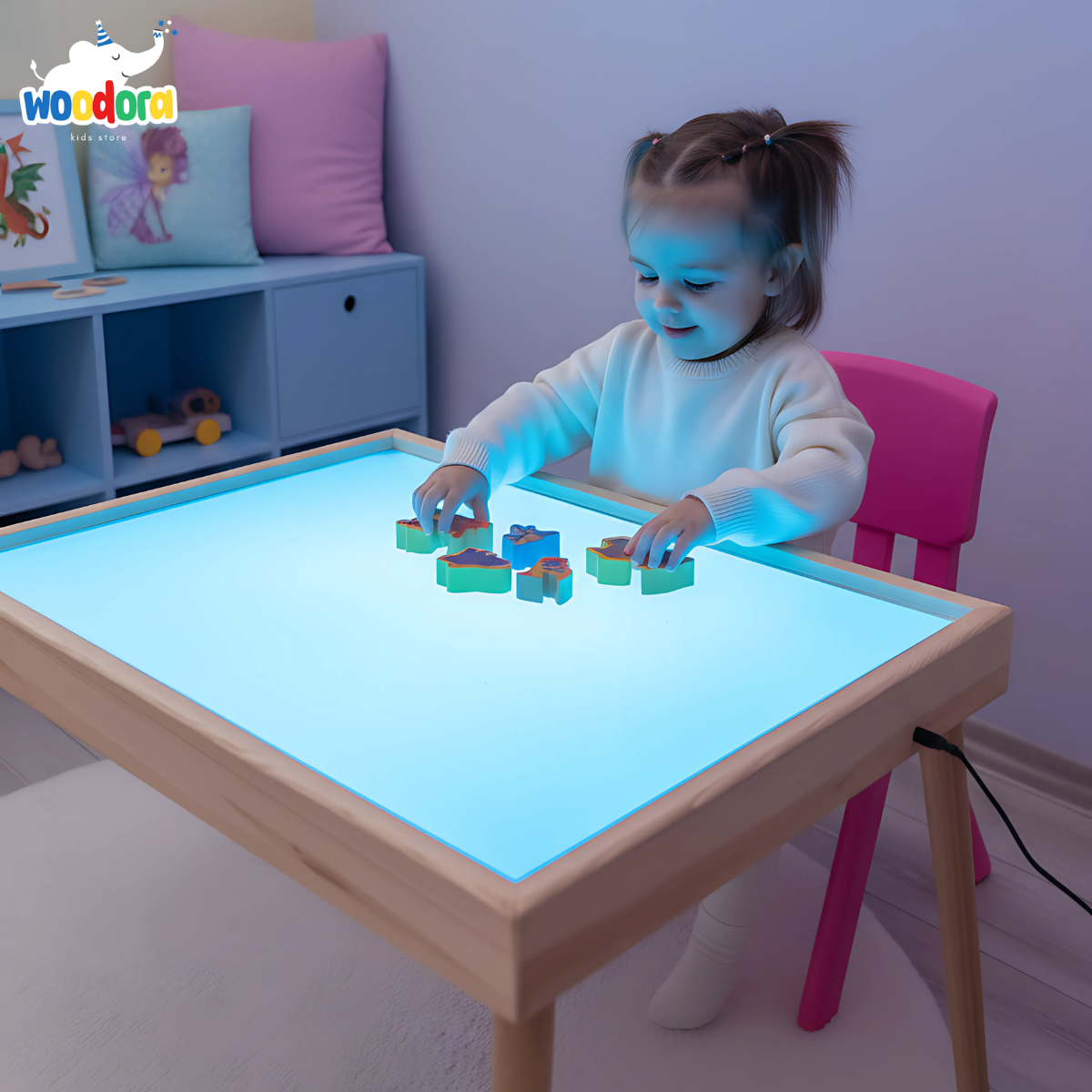 Montessori Ahşap Işıklı Kolay Öğrenme Masası