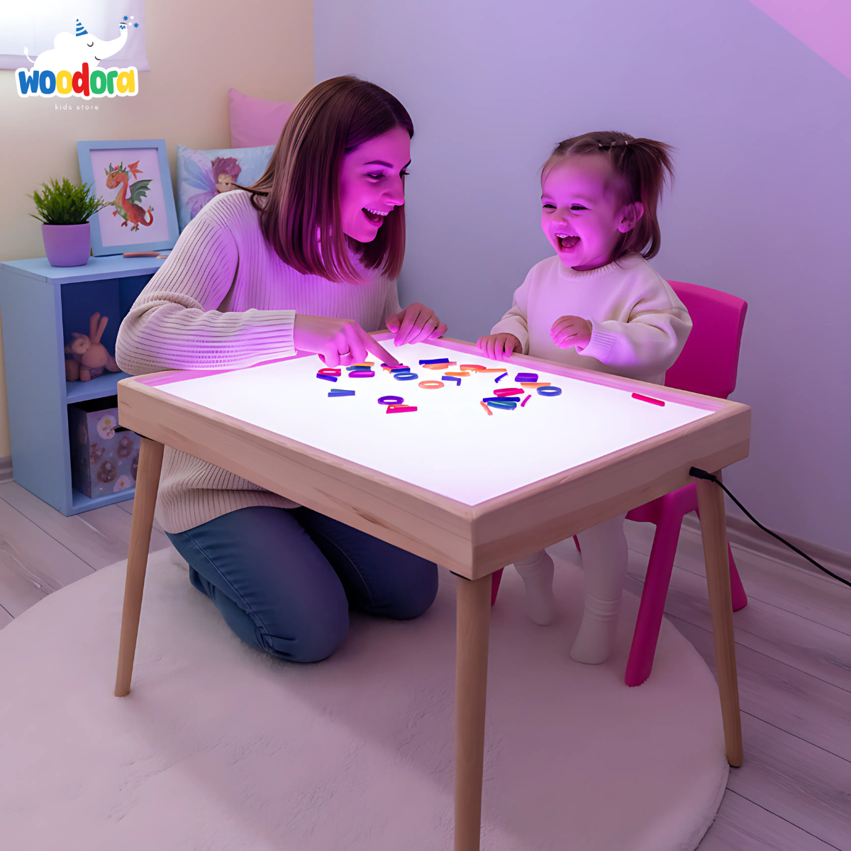 Montessori Ahşap Işıklı Kolay Öğrenme Masası