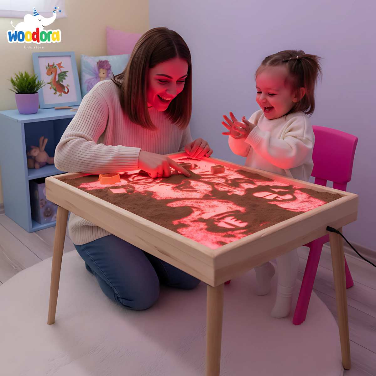 Montessori Ahşap Işıklı Kolay Öğrenme Masası