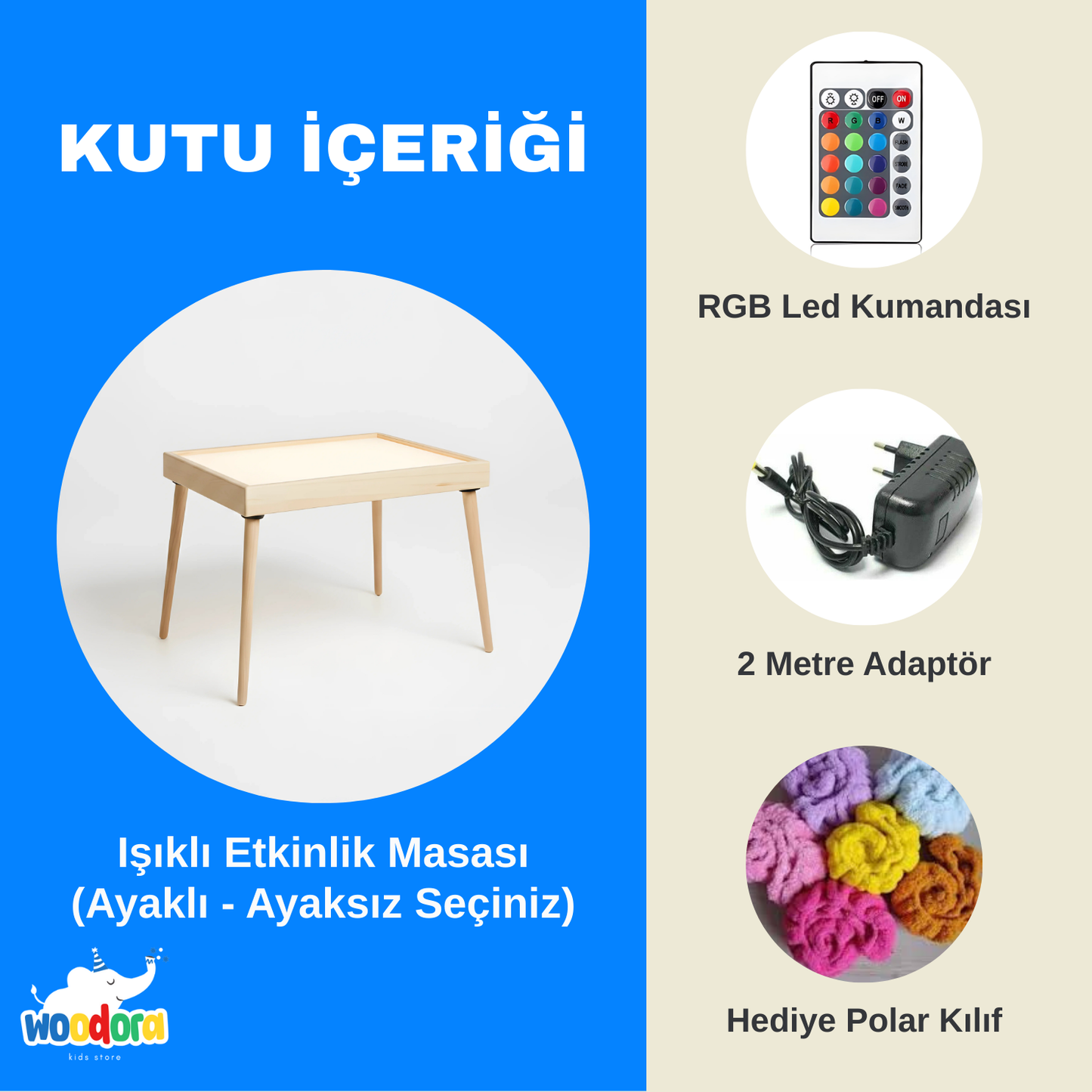 Montessori Ahşap Işıklı Kolay Öğrenme Masası