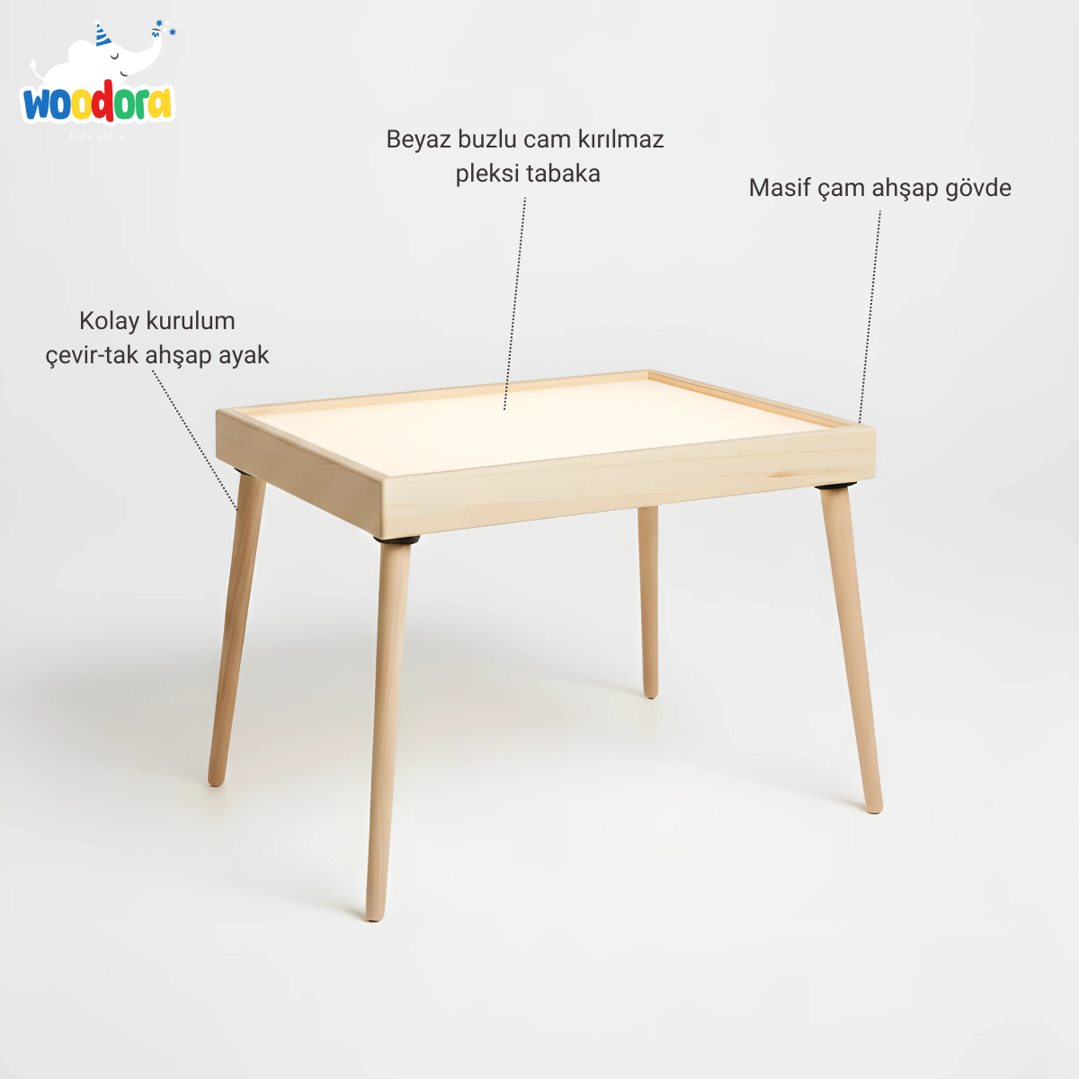 Montessori Ahşap Işıklı Kolay Öğrenme Masası