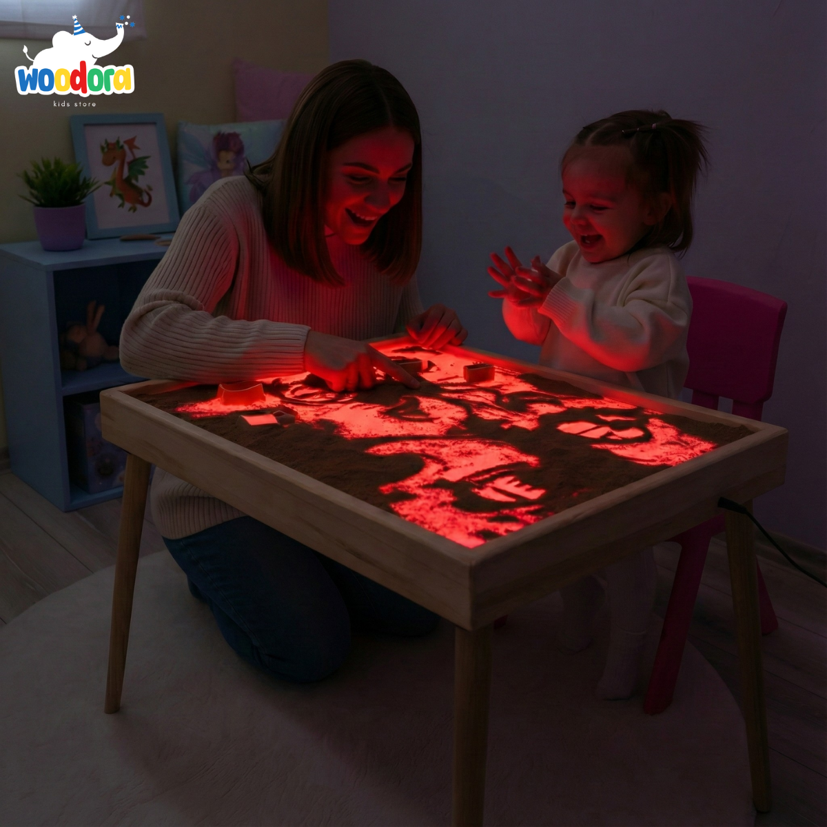 Montessori Ahşap Işıklı Kolay Öğrenme Masası (Polar Kılıf Hediyeli)